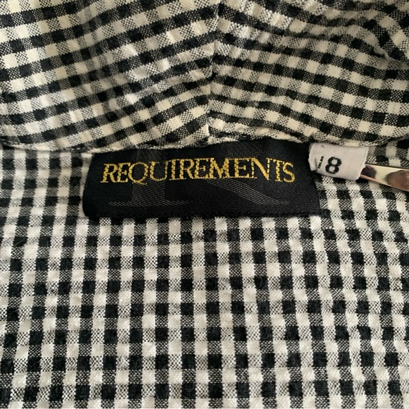 Requirements Black White Gingham Blazer 100% Cotton Pockets Single Button 18 - Picture 4 of 11